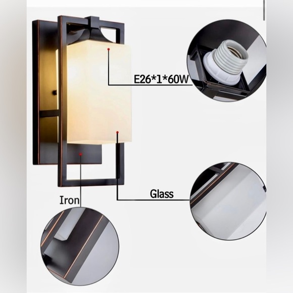 INDOOR WALL SCONCE BRONZE FINISH WITH MILKGLASS - Picture 5 of 15